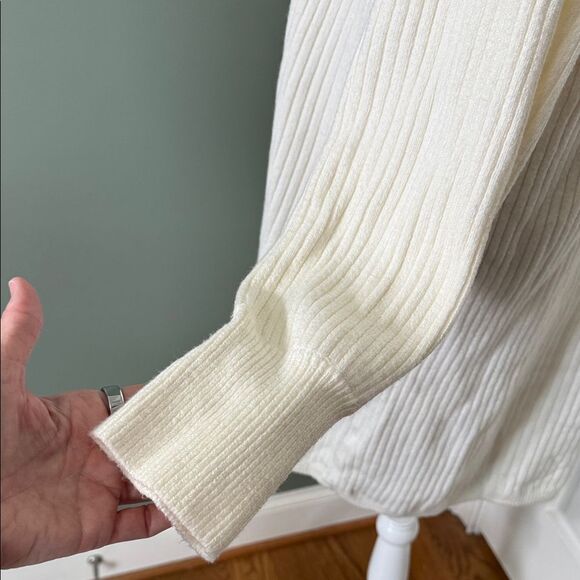 Banana Republic Factory Elegant Cream Open-Front Cardigan Sweater - Picture 6 of 14